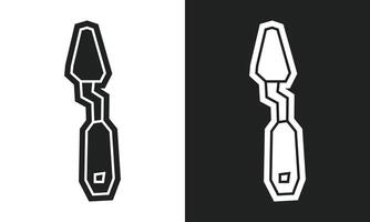 Palette knife Icon in Black Filled and White Filled Cutout Style vector