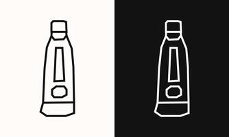 Simple Paint Tube Icon in Black Line Art and White Line Art Cutout Style vector