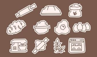 White Filled Baking Elements Icon Set in Cutout Style vector