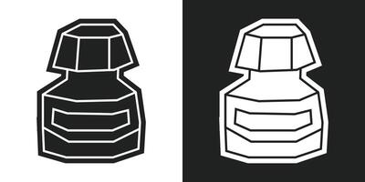 Simple and Minimalist Ink bottle Icon in Black Filled and White Filled Cutout Style vector