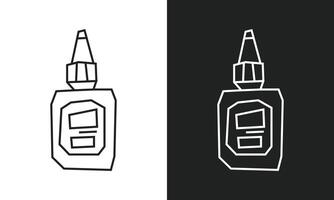 Simple Paint Bottle Icon in Black Line Art and White Line Art Cutout Style vector