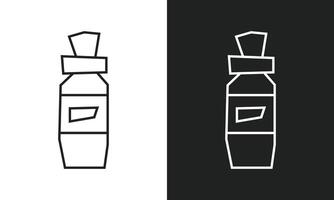 Simple and Minimalist Paint Bottle Icon in Black Line Art and White Line Art Cutout Style vector
