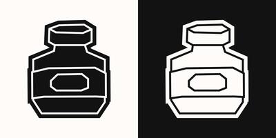 Ink Bottle Icon in Black Filled and White Filled Cutout Style vector