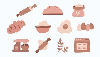 Baking tools and ingredients illustrations vector