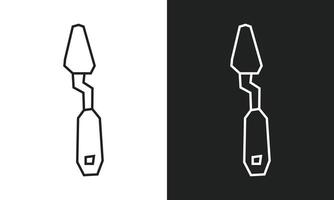 Palette knife Icon in Black Line Art and White Line Art Cutout Style vector