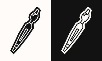 Simple Paint Brush Icon in Black Filled and White Filled Cutout Style vector
