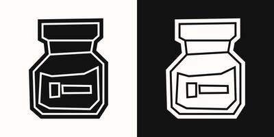 Paint Bottle Icon in Black Filled and White Filled Cutout Style vector