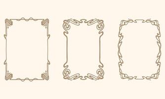Art nouveau vintage retro style frame border collection bundle set background art decorative poster element editable vector