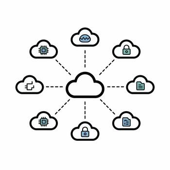 verde azulado y azul nube informática red diagrama ilustración pastilla datos seguridad archivo transferir servidor conexiones negro contorno nubes rayado líneas vector