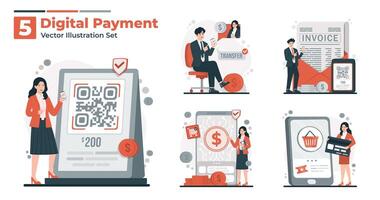 Digital payment methods vector illustration