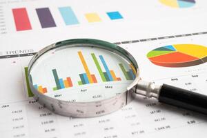 Magnifying glass charts in business photo