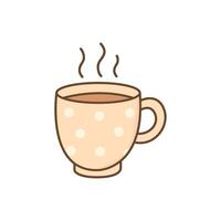 A cartoon icon of a steaming mug or cup, representing a warm and comforting beverage. vector