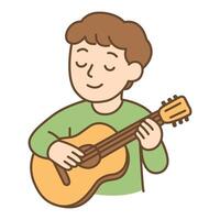 Boy playing guitar illustration vector