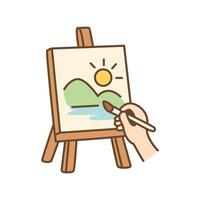 Hand painting a landscape scene vector