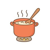 Cooking soup in a pot vector