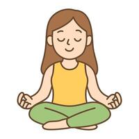 Girl meditating in a peaceful position vector