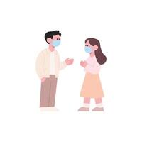 People talking while wearing masks vector