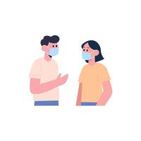 People talking with face masks on vector