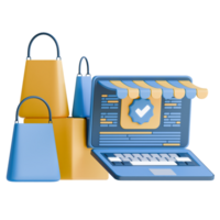 Virtual Shopping 3D Illustration png
