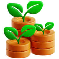 Coin Stack Sprout 3D Illustration png
