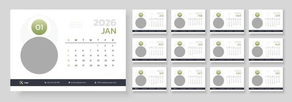 2026 calendar layout with design vector
