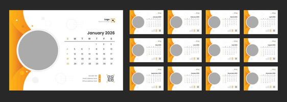 January 2026 calendar design template vector