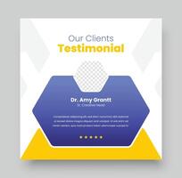 Client testimonials social media post design, Customer feedback review or client testimonial design, client testimonial comment or quote square design template. vector