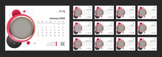January 2026 calendar design templates vector