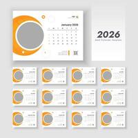 2026 Desk Calendar Planner Set of Template 12 Monthly Pages for Company or Personal use. Minimalist desk calendar 2026 template. New Year 2026 table calendar. vector
