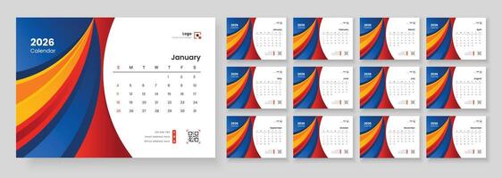 Colorful 2026 calendar design vector