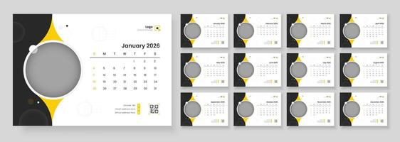January 2026 calendar design vector
