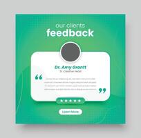 Client feedback review social media post or web banner design, Client feedback review or client testimonial design template. vector