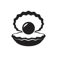 Black silhouette of pearl shell icon vector