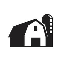 Farm barn with storage silo silhouette vector