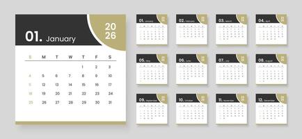 2026 calendar template design vector