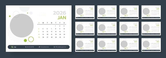 2026 January calendar design vector