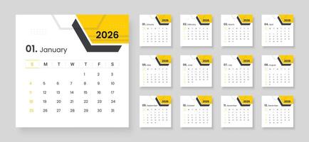 2026 calendar with twelve monthly pages vector