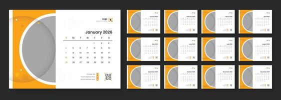 January 2026 calendar design layout vector