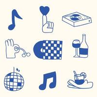 hand drawing cute doodle retro music party illustration vector
