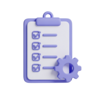 lista de controle com uma engrenagem ícone simbolizando tarefa gestão isolado em transparente fundo png