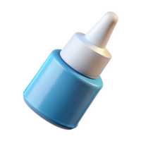 Shiny blue dropper bottle with white cap isolated on transparent background png
