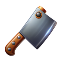 Stylized meat cleaver with wooden handle isolated on transparent background png