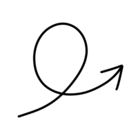 Simple hand-drawn loop arrow pointing to the right in a clean, minimalist style. Ideal for conveying direction, flow, or repetition in creative or business graphics. png