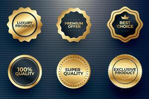Gold quality badges for products vector