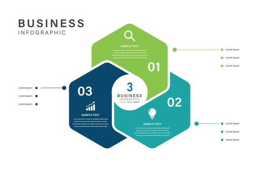 Venn diagram infographic chart template for business 3 options presentation with icon elements, 3 step business presentation vector