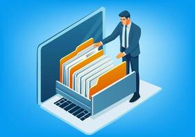 man organizing digital files vector