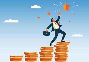 Businessman reaching for a star vector