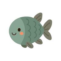 Soft green fish with smooth lines and calm expression, ideal for pastel underwater scenes and gentle marine artwork vector