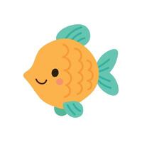 Cute orange fish with teal fins and a smile, perfect for ocean-themed kids designs and playful aquatic illustrations vector