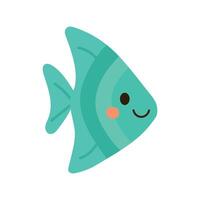 Stylized triangle-shaped teal fish with expressive eye, great for graphic underwater patterns and fun sea elements vector